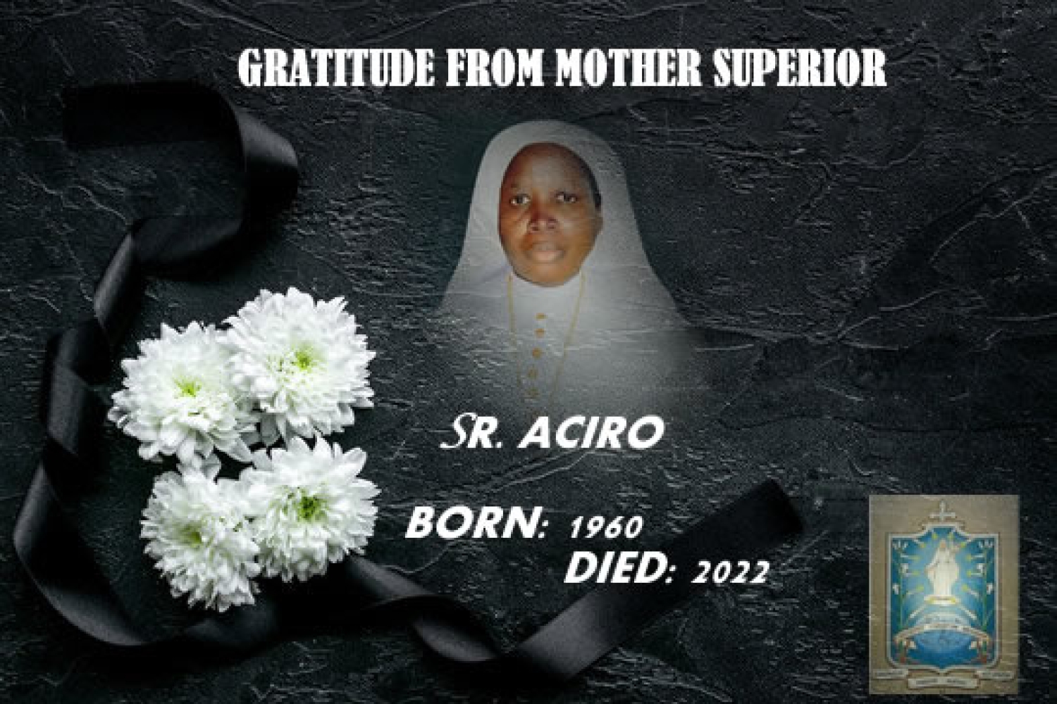 Gratitude from Mother Superior, MSMMC